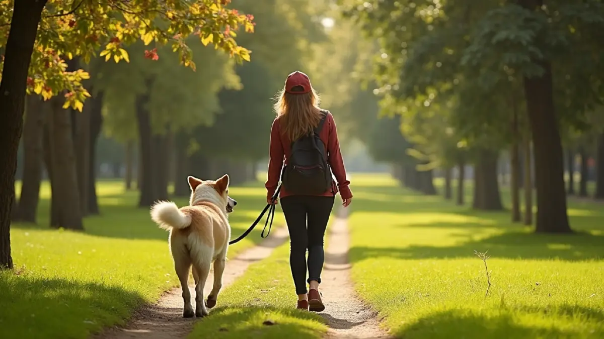 Ankara parkında köpeğiyle yürüyüş yapan evcil hayvan sahibi